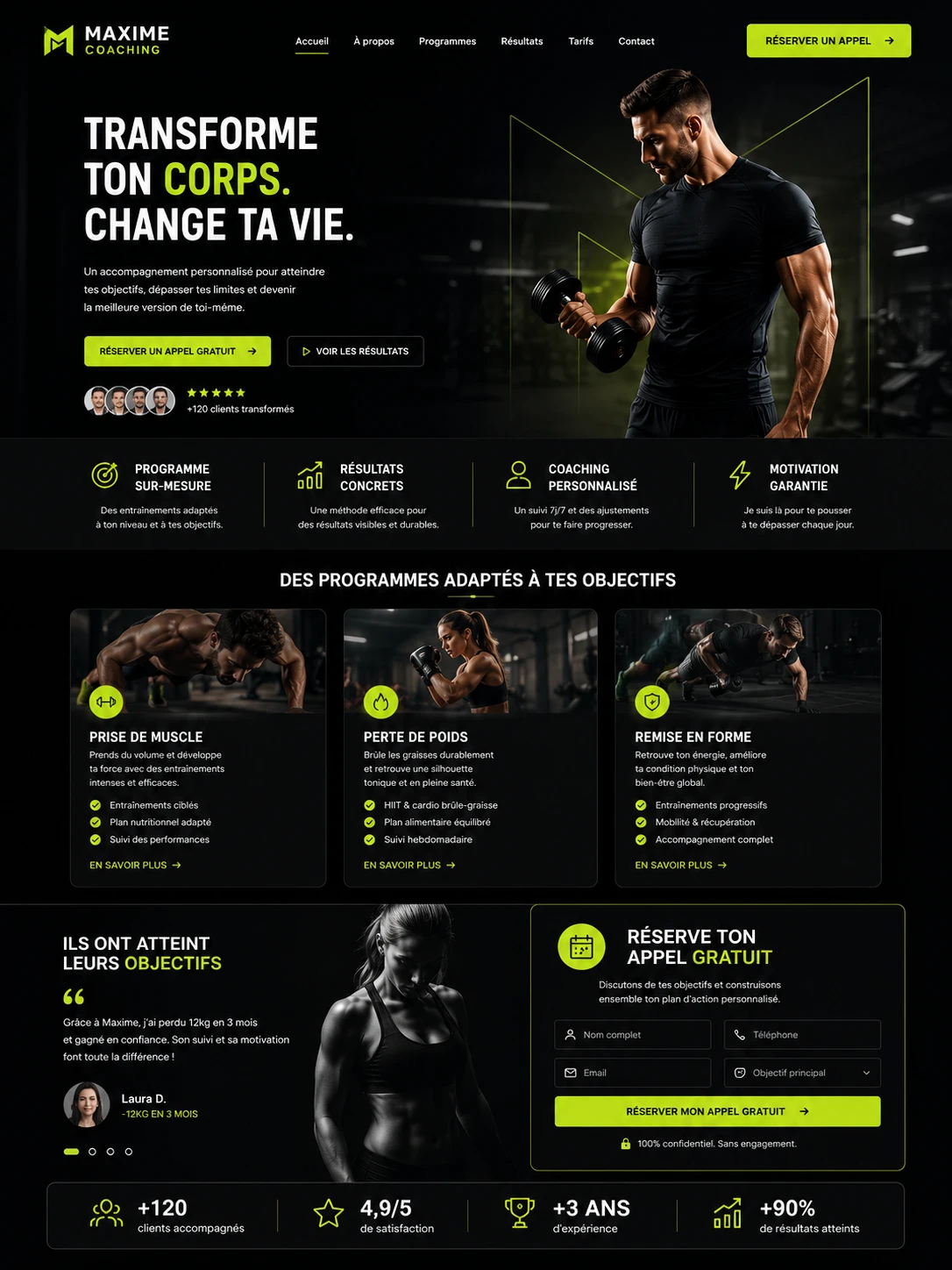 Maquette professionnelle landing page coach sportif orientée conversion